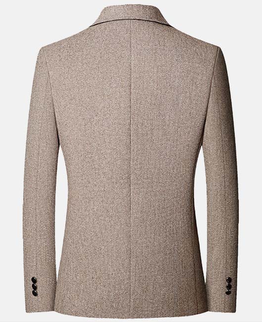 Notch Lapel Single Breasted Utility Pockets Texture Pattern Blazer