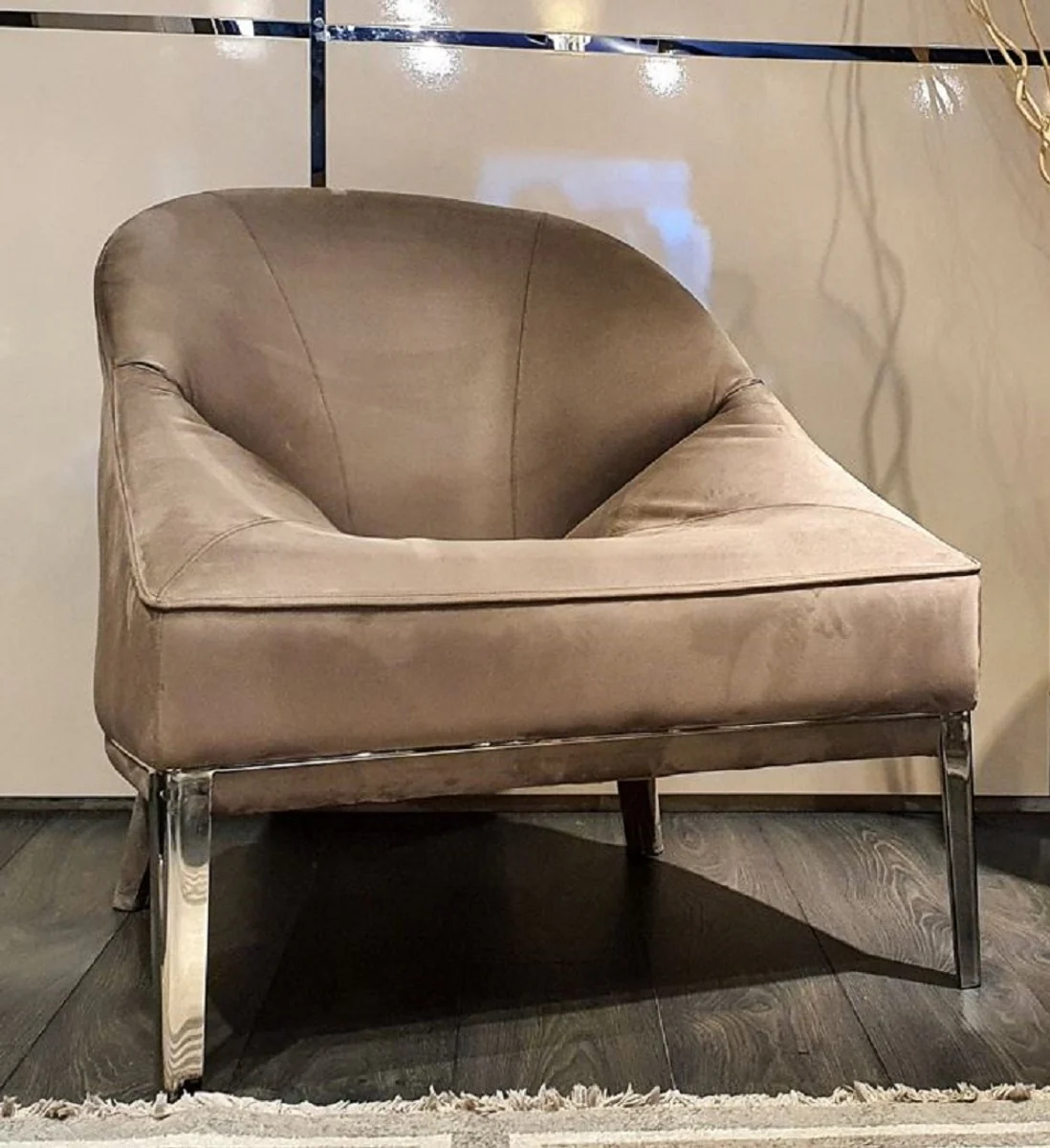 Casa Padrino sill¨®n de lujo marr¨®n / plata 85 x 88 x A. 90 cm - Sill¨®n de Sal¨®n - Muebles de Sal¨®n - Colecci¨®n de Lujo