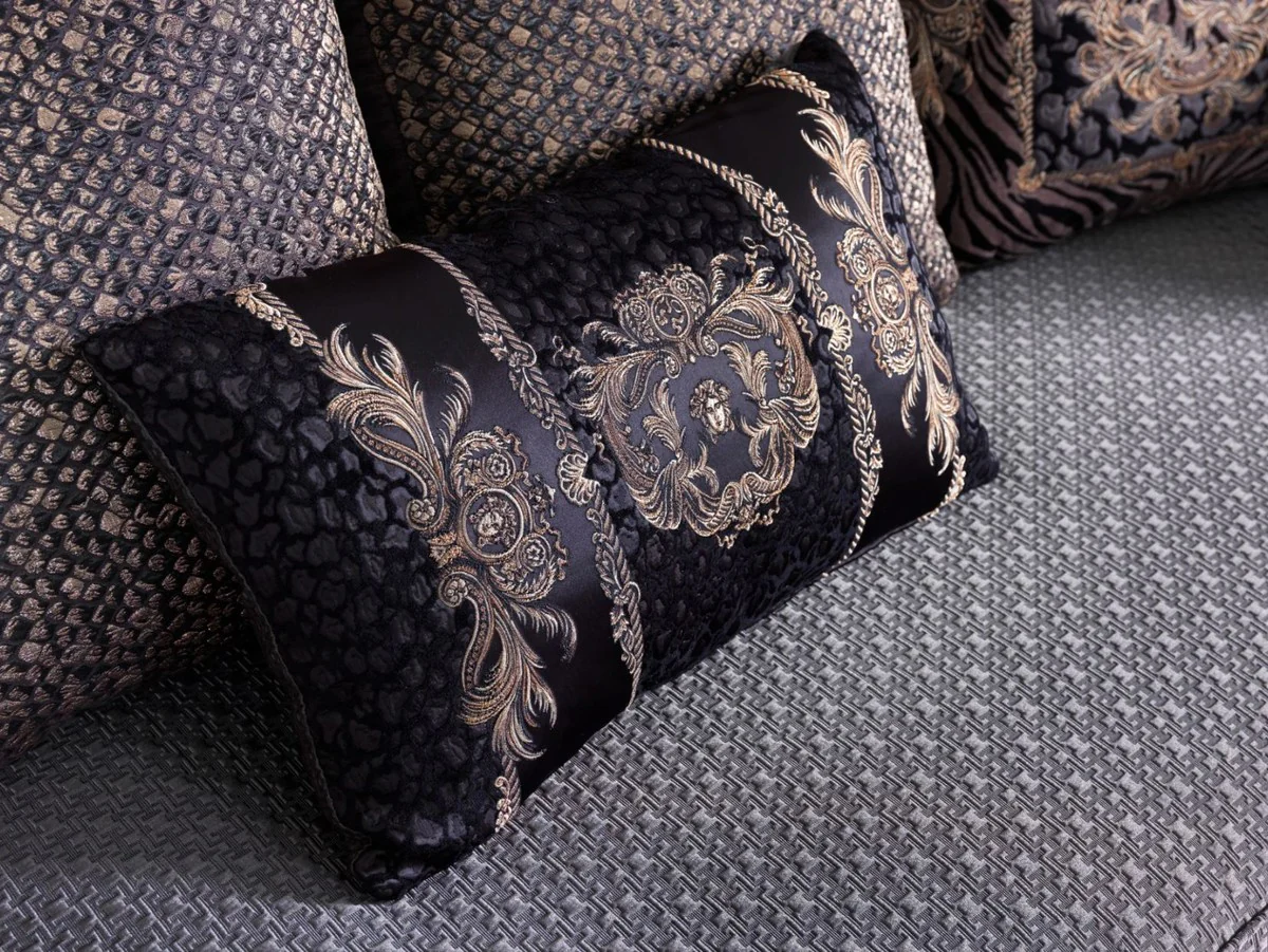 Casa Padrino sof¨¢ de sala de estar de lujo con cojines decorativos p¨²rpura / oro 240 x 92 x A. 78 cm - Muebles de sal¨®n de lujo