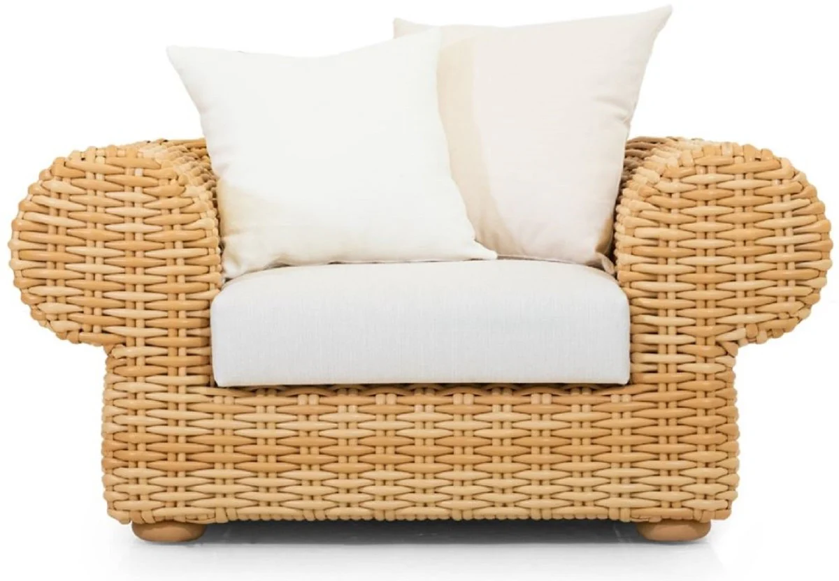 Casa Padrino sill¨®n de jard¨ªn de lujo natural / blanco 135 cm