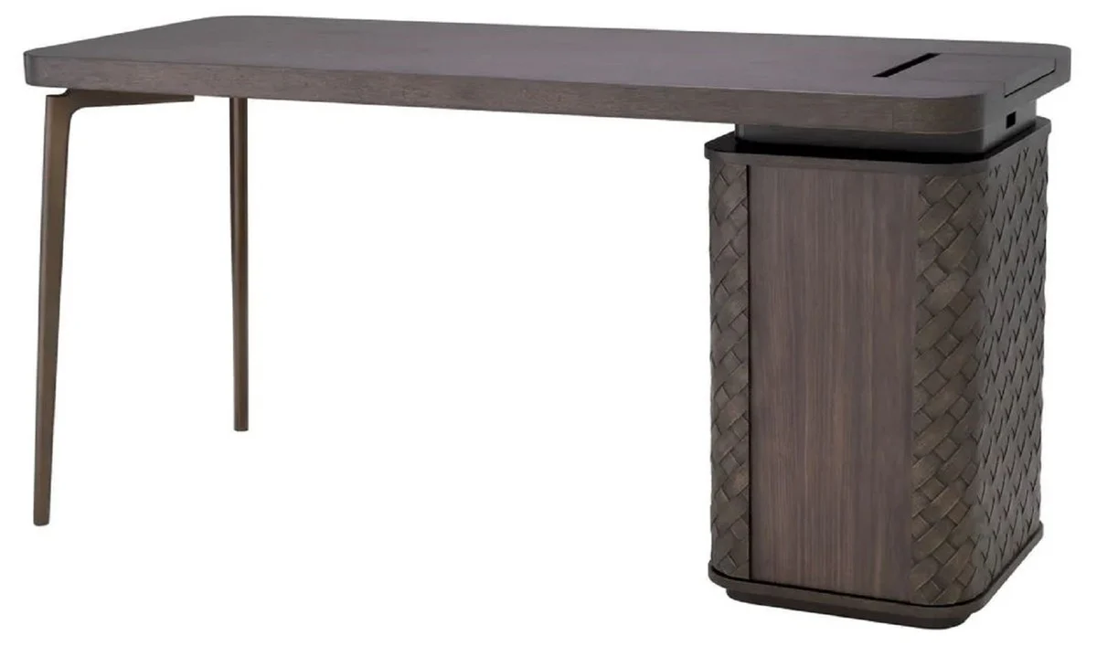 Casa Padrino escritorio de lujo marr¨®n / bronce 150 x 60 x A. 75 cm - Mesa de oficina de madera maciza con caj¨®n y puerta - Muebles de oficina - Muebles de lujo - Calidad de lujo