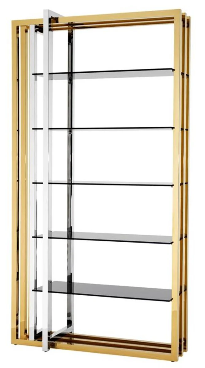 Mueble estanter¨ªa de acero inoxidable dise?ador Casa Padrino con cristal ahumado 120 x 46 x H. 230 cm - lujo muebles del hotel