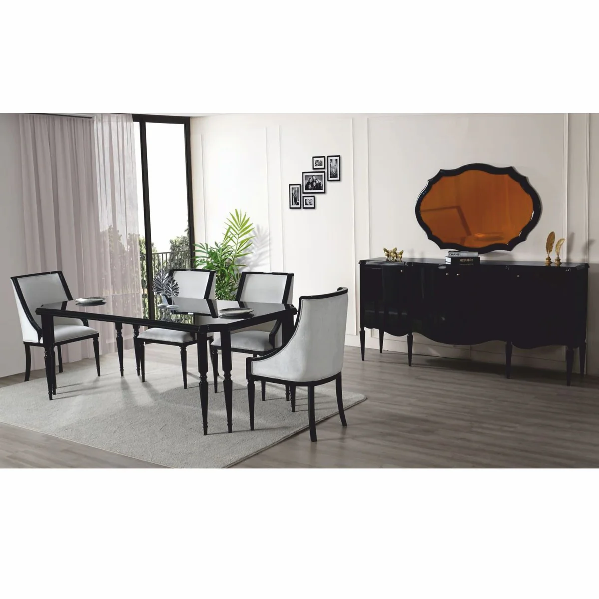 Casa Padrino Aparador Barroco de Lujo Negro 215 cm - Muebles Barrocos