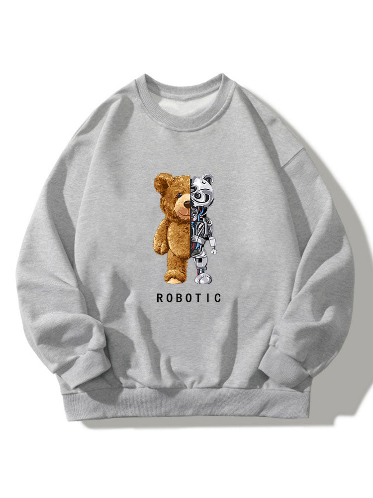 Robot Bear Crew Neck Relaxed Sweatshirt