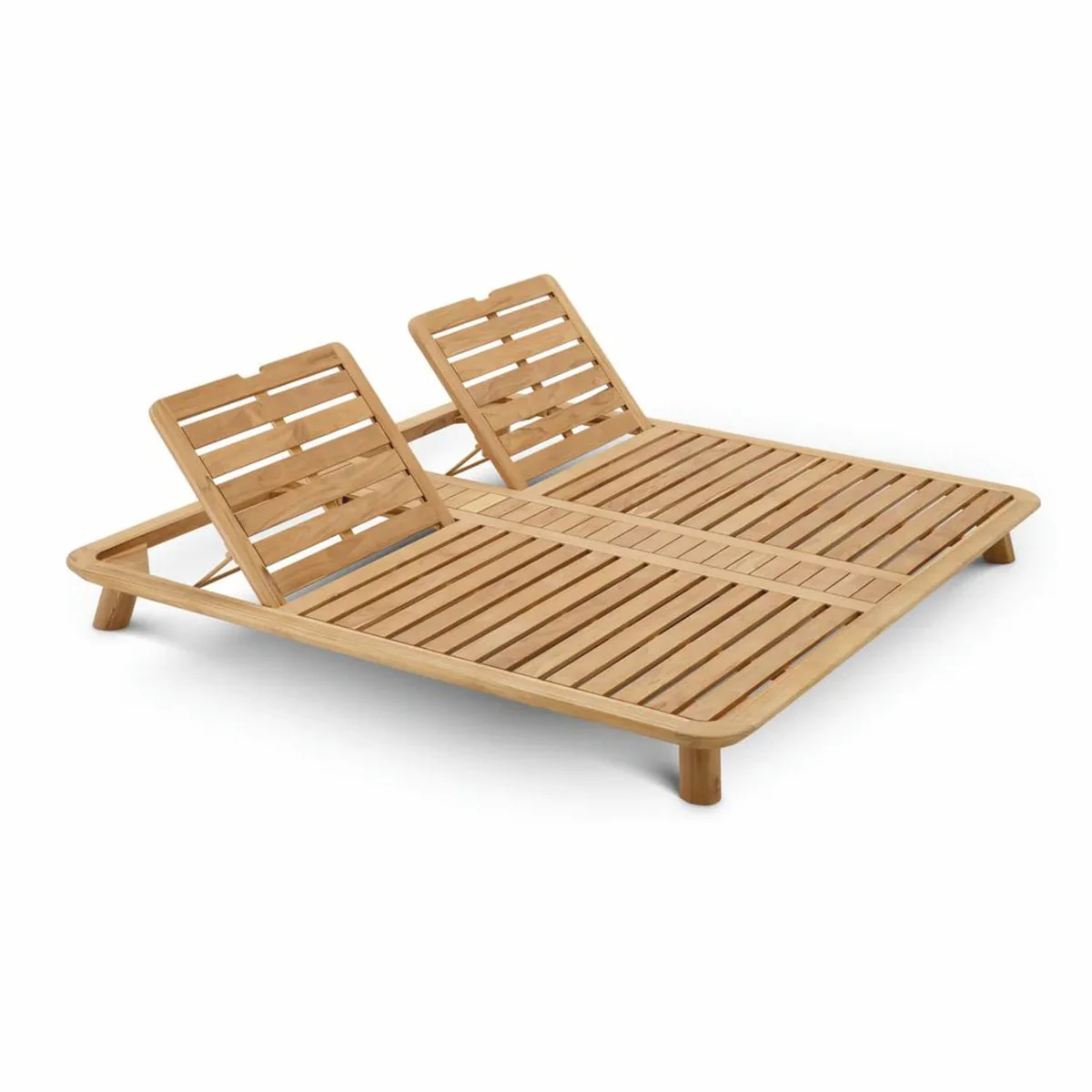 Casa Padrino tumbona de jard¨ªn doble de lujo de teca natural / arena - Tumbona de piscina de lujo