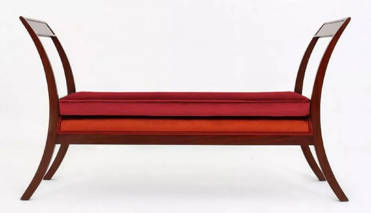 Casa Padrino banco Art Deco de lujo rojo burdeos / naranja / marr¨®n 152 x 50 x A. 85 cm - Banco de sal¨®n tapizado - Muebles Art Deco - Muebles de lujo