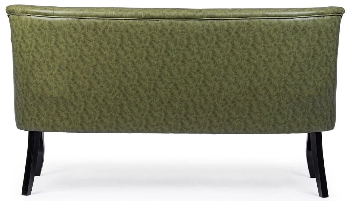 Casa Padrino sof¨¢ Chesterfield de lujo en cuero artificial verde oscuro / blanco / negro 136 x 66 x A. 76 cm - Sof¨¢ de sal¨®n - Muebles de sal¨®n - Muebles Chesterfield - Muebles de lujo