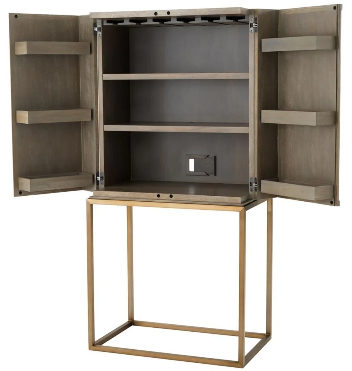 Casa Padrino luxury wine cabinet with 2 doors brown / brass 81.5 x 50.5 x H. 168 cm - Luxury Quality