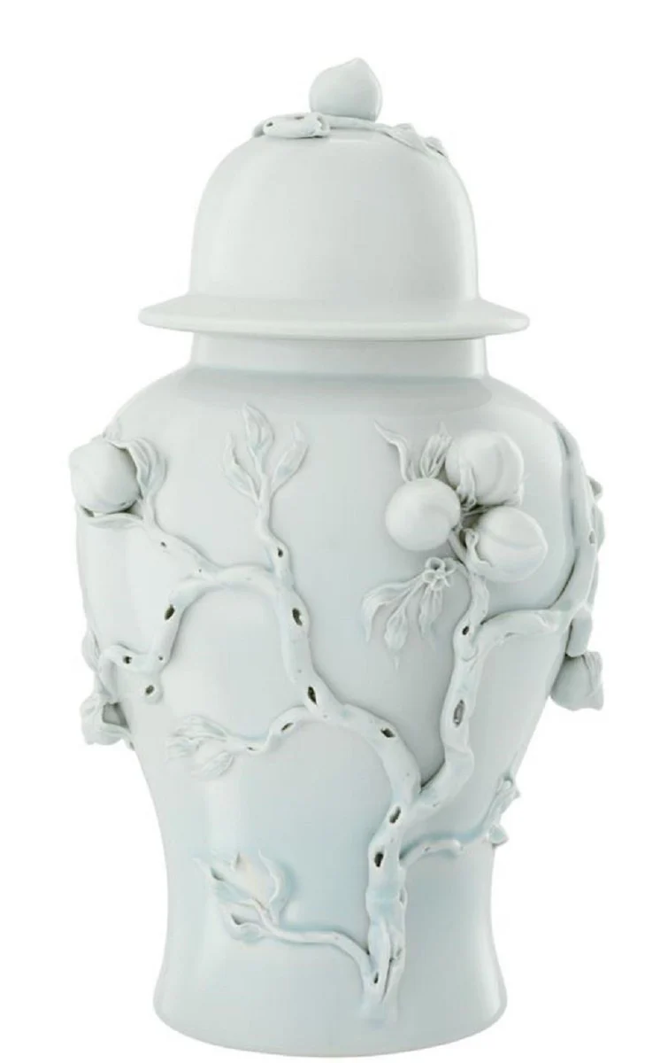 Casa Padrino jarrón de porcelana de lujo con tapa menta ligera Ø 30 x H. 47 cm - Accesorios de Decoración de Hotel y Restaurante