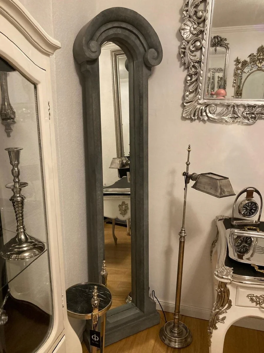 Casa Padrino espejo de estilo campestre gris 50 x A. 201 cm - Espejo de pared rectangular estrecho - Espejo de pared de madera maciza de estilo campestre - Muebles de estilo campestre