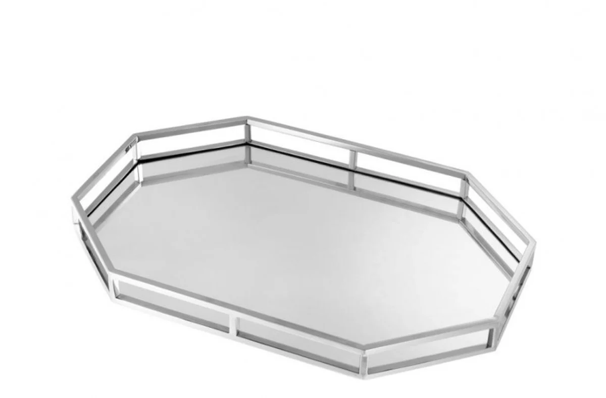 Casa Padrino luxury designer stainless steel tray nickel finish 60 x 40 x H. 5 cm - Luxury Accessories