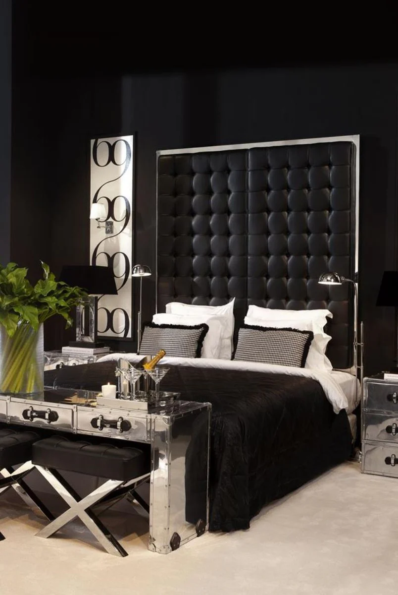 Casa Padrino hotel de lujo cabecero de la cama negro 180 x H. 180 cm - muebles de dormitorio diseñador