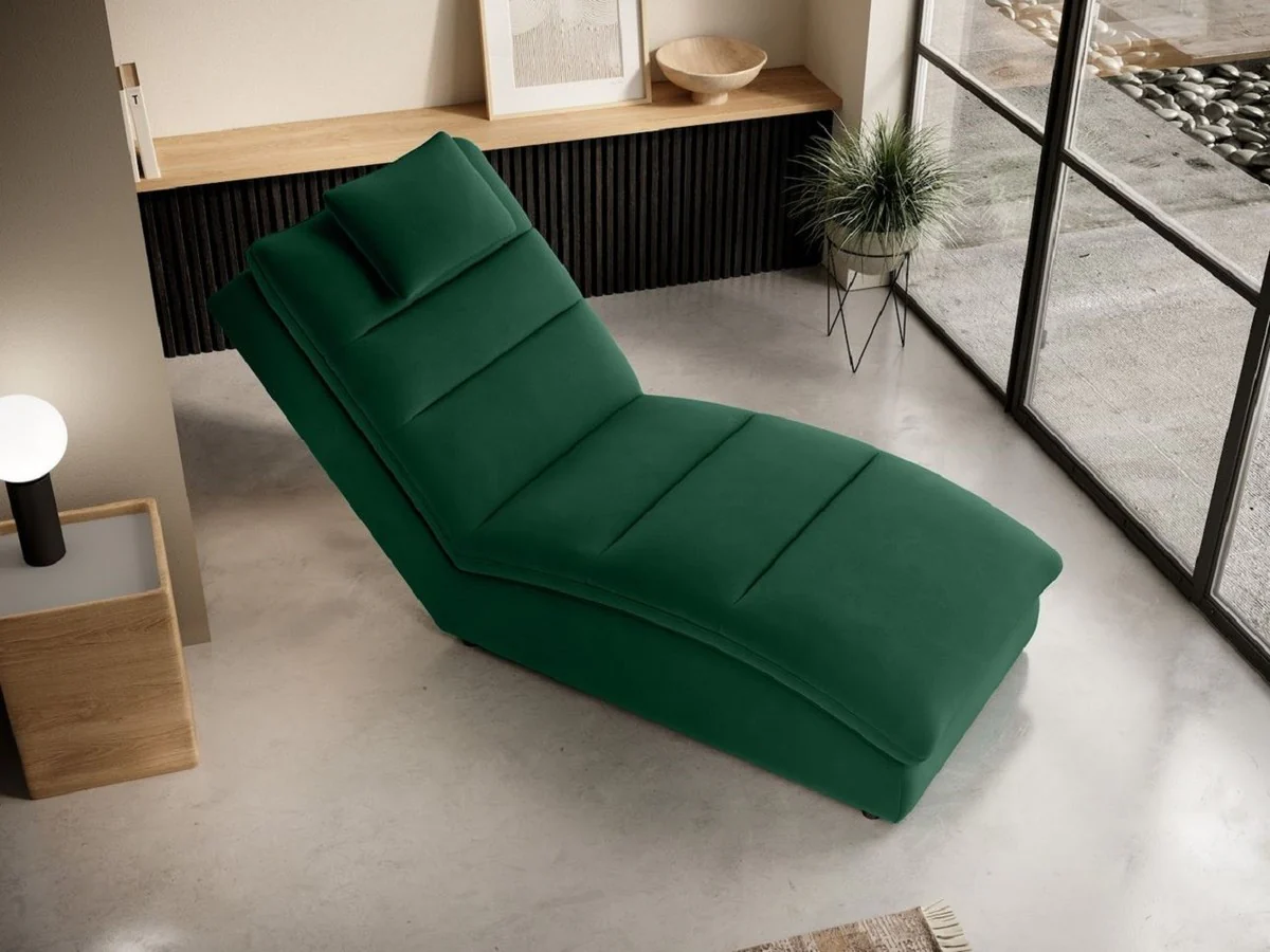 Casa Padrino chaise longue de lujo con coj¨ªn para la cabeza verde 85 x 170 x A. 92 cm - Reclinable de salon - Recamier - Muebles de sal¨®n - Muebles de lujo