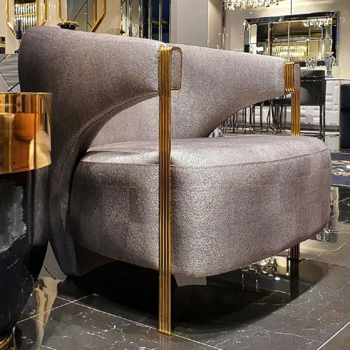 Casa Padrino sill¨®n de lujo plata / oro 82 x 78 x A. 86 cm - Sill¨®n de Sal¨®n - Sill¨®n de Hotel - Muebles de Lujo