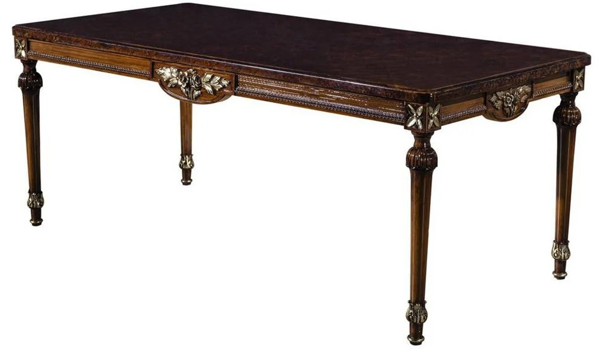 Casa Padrino conjunto de comedor barroco de lujo verde menta / marr¨®n - 1 Mesa de Comedor y 6 Sillas de Comedor - Muebles de comedor de estilo barroco nobles