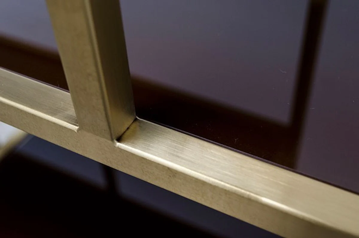 Casa Padrino Art Deco luxury shelving cabinet stainless steel gold with tinted glass shelves H210 x 98 x 35 cm - bookcase shelving cabinet - Art Nouveau furniture