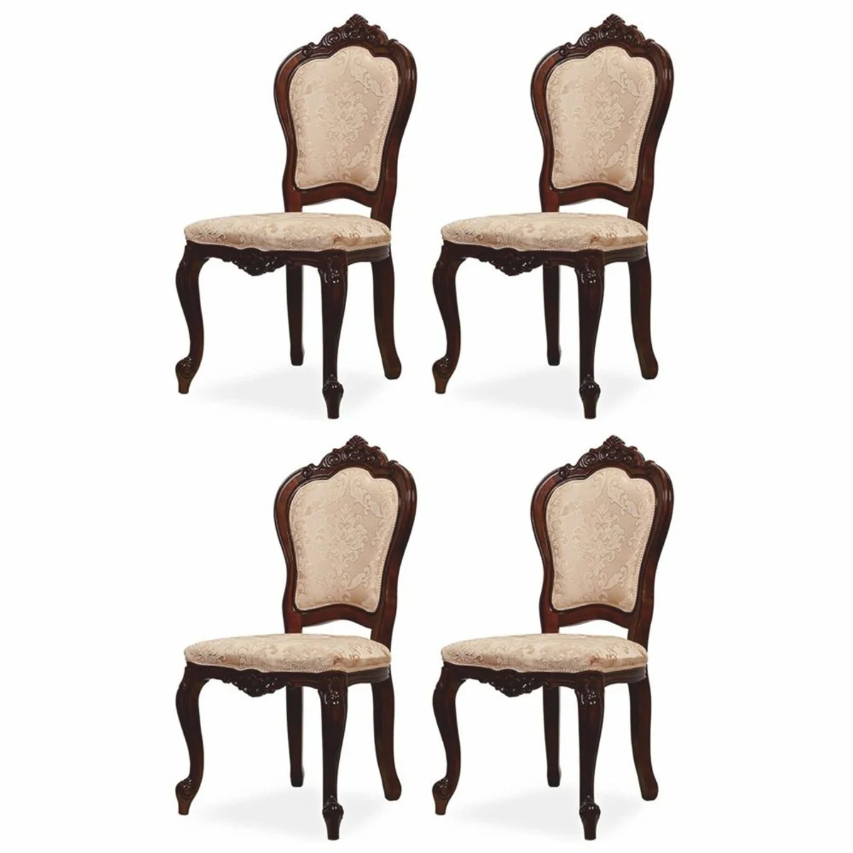 Casa Padrino conjunto de 4 sillas de comedor barrocos de lujo con patr¨®n beige / marr¨®n A. 103 cm