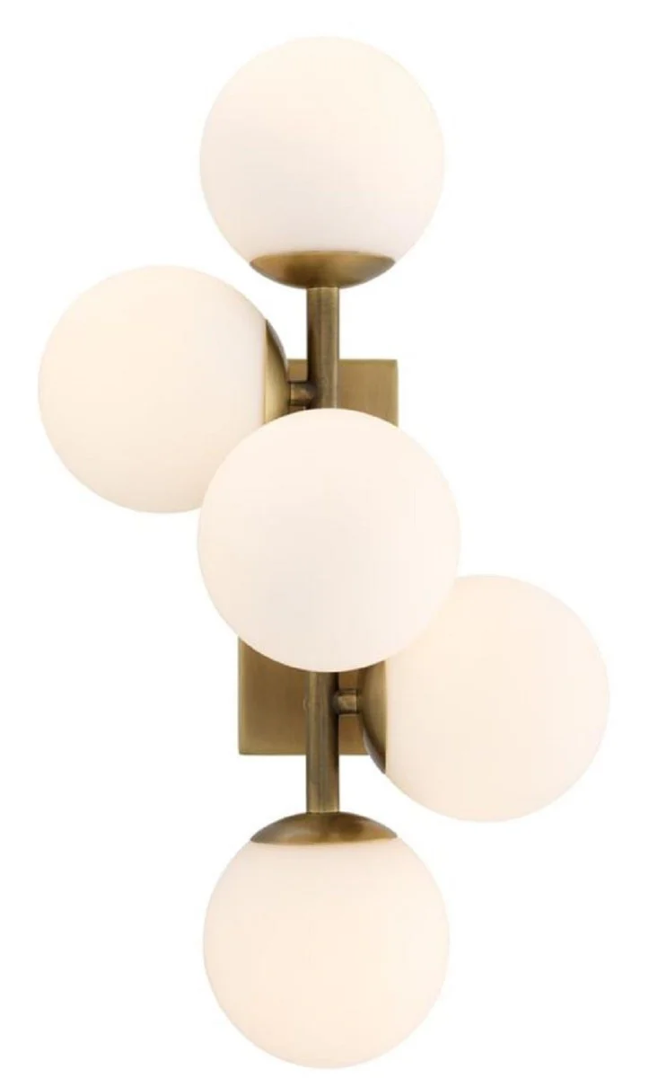 Casa Padrino lámpara de pared de lujo latón antiguo / blanco 27 x 24 x H. 50 cm - Lámpara de Pared para Sala de Estar