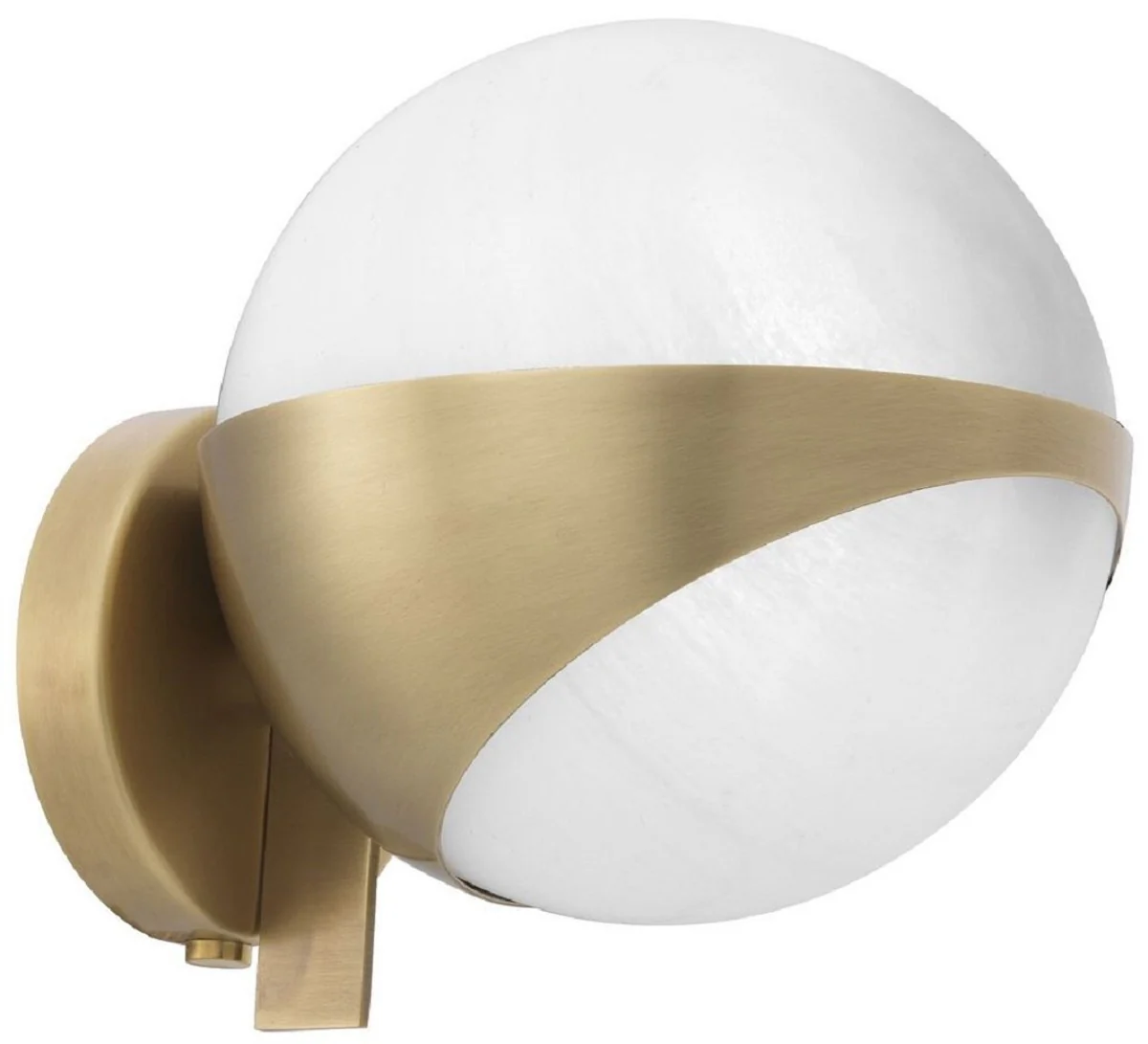 Casa Padrino lámpara de pared de lujo latón antiguo / blanco 14 x 18 x A. 19 cm - Elegante lámpara de pared de metal con pantalla de vidrio redonda