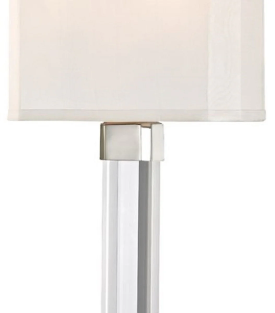 Casa Padrino lámpara de pared de lujo plata / blanco 22,9 x 10,2 x H. 54,6 cm - Lámpara de Pared Moderna con Cristal y Pantalla de Seda