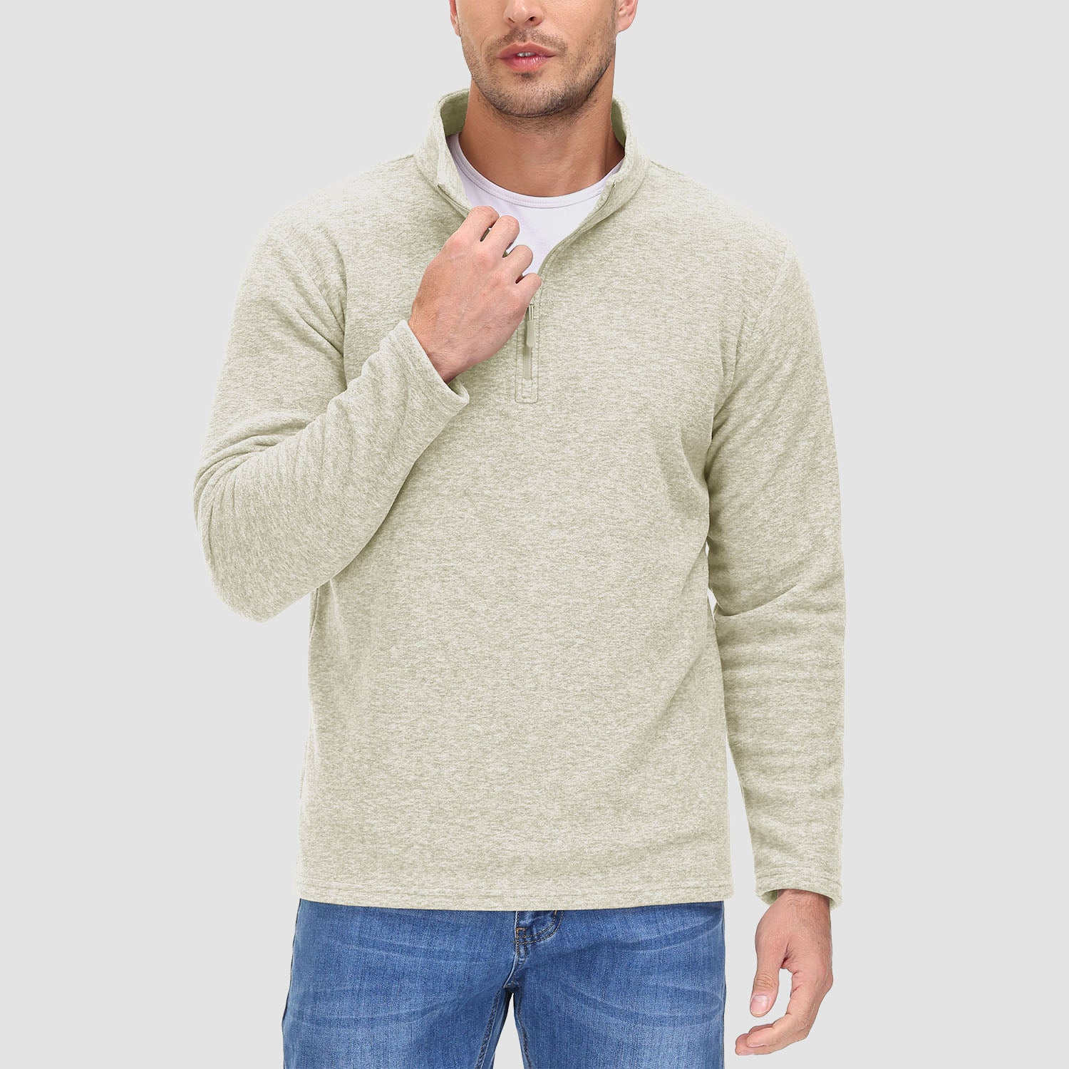 Men's Shirt 1/4 Zip Fleece Pullover Sweater Long Sleeve Sweatshirts Athletic Shirt