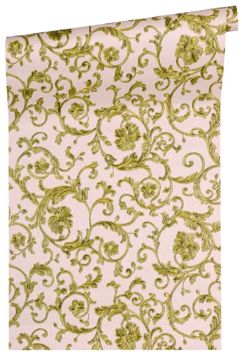 Versace papel pintado barroco no tejido Butterfly Barocco 343264 rosa / oro - Papel Pintado de Diseño - Papel Pintado de Lujo