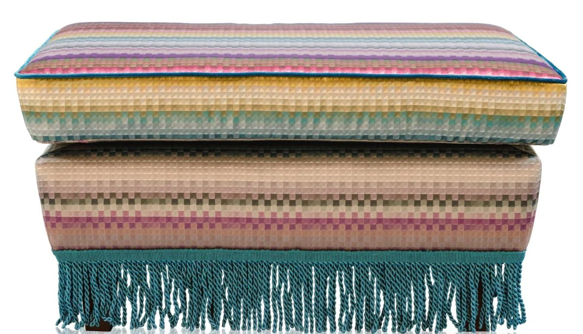 Casa Padrino Luxury Footstool Multicolor 76 x 54 x H. 40 cm - Living Room Furniture