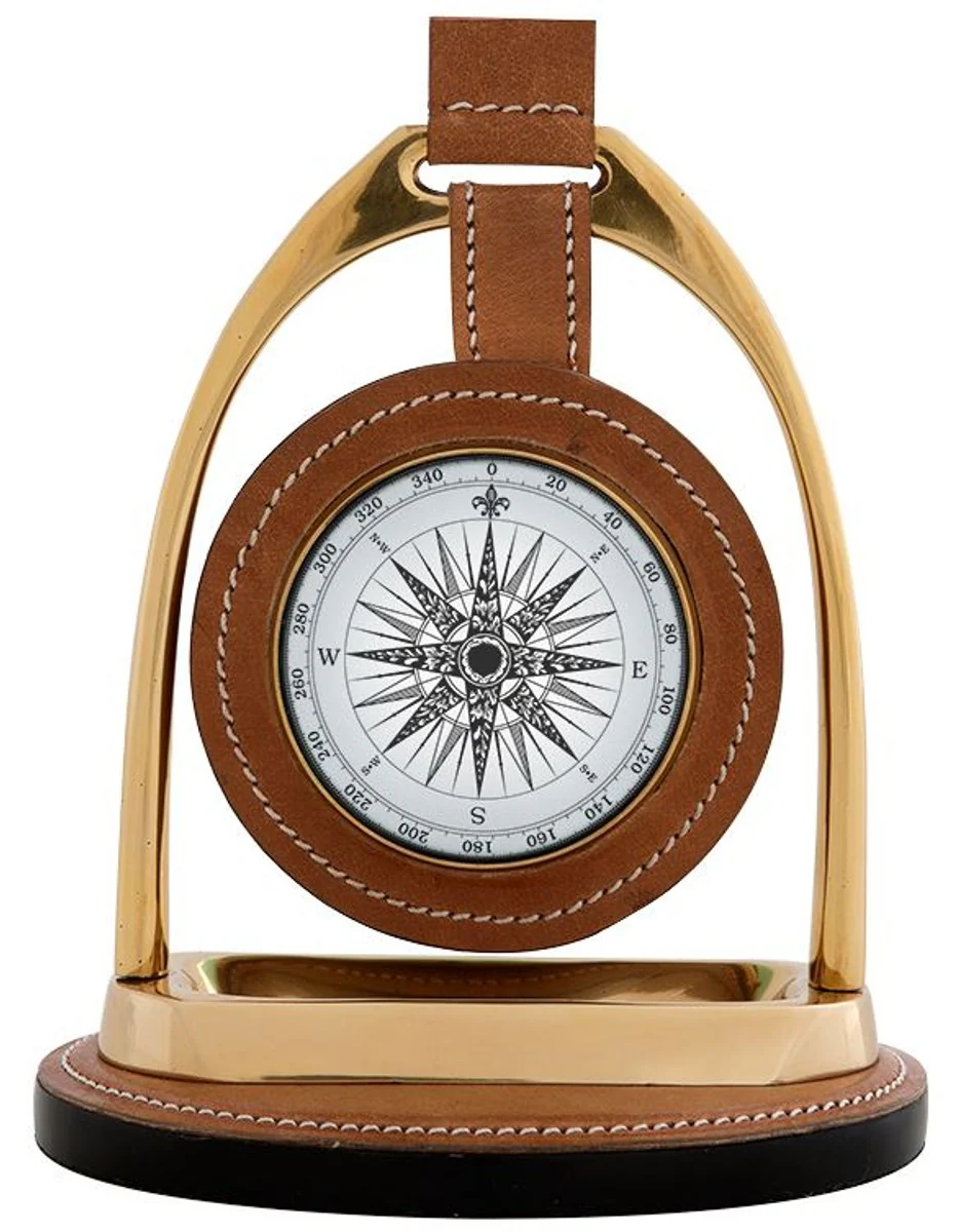Reloj de diseño Casa Padrino con ante y brújula en la parte posterior de 17 x 12,5 cm H. 21 - de lujo reloj de escritorio