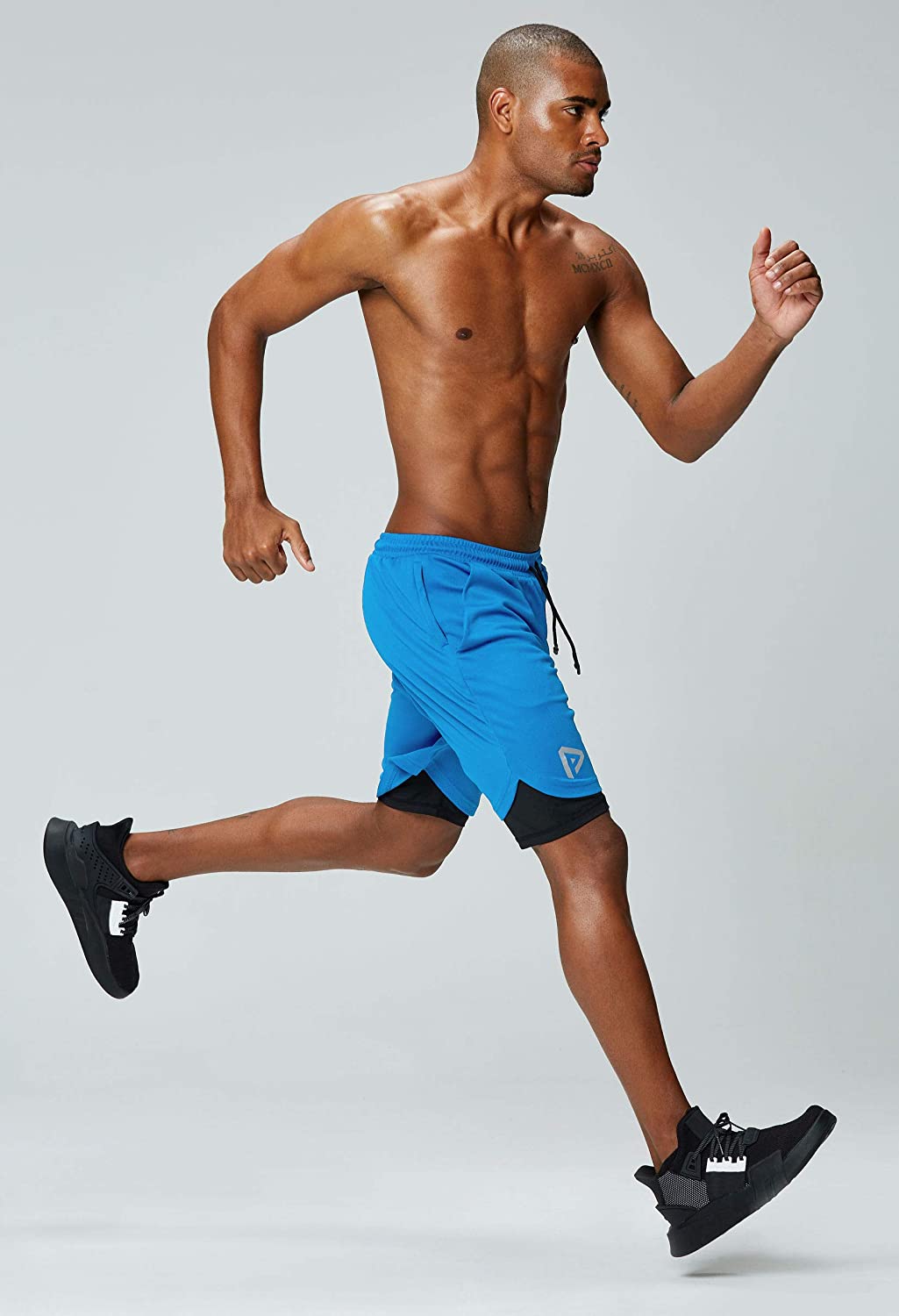 Men's 2 in 1 Running Shorts Gym Workout Quick Dry Mens Shorts with Phone Pocket