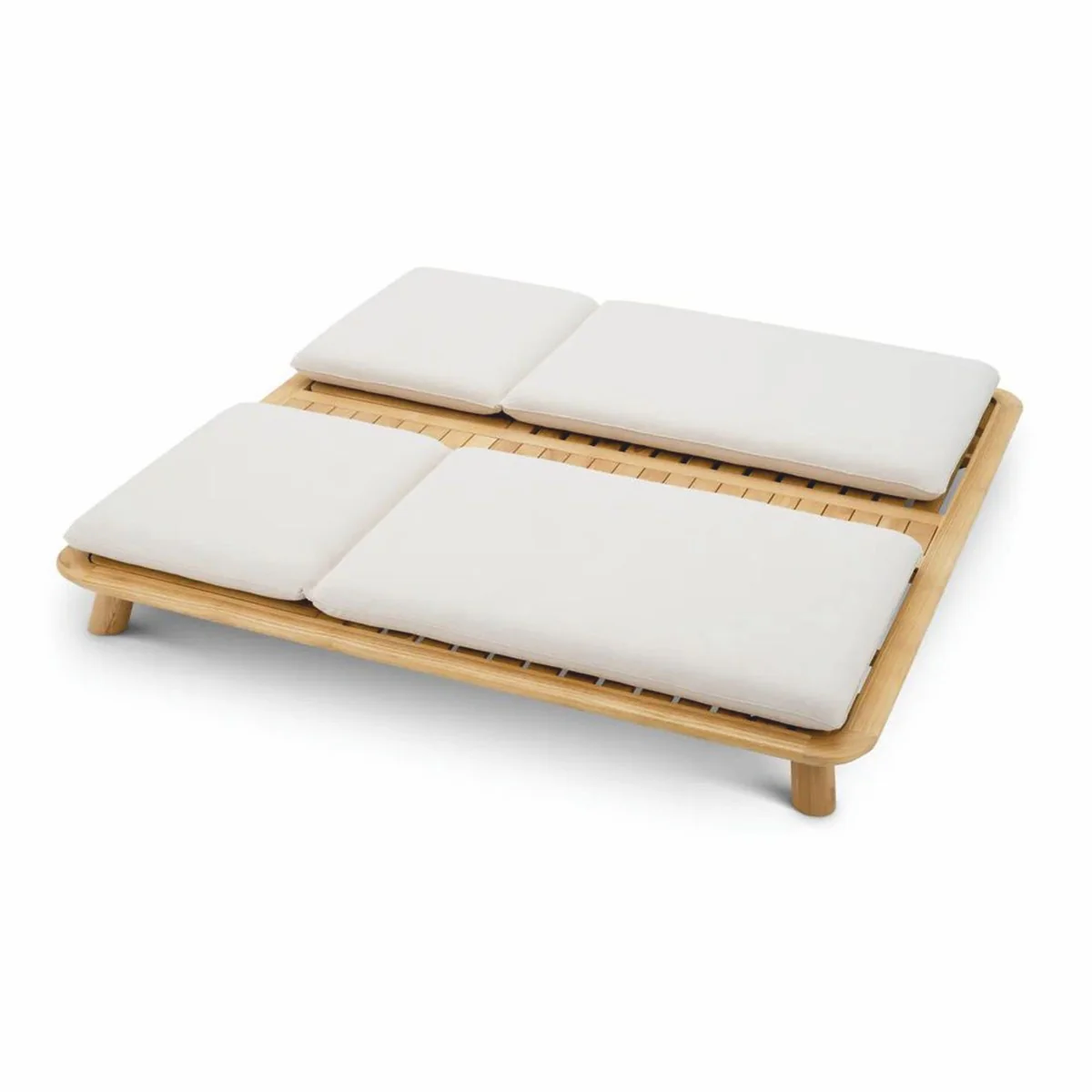 Casa Padrino tumbona de jard¨ªn doble de lujo de teca natural / arena - Tumbona de piscina de lujo