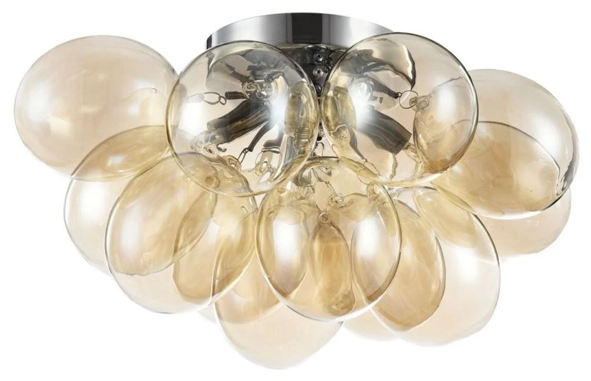 Casa Padrino lámpara de techo coñac / plata 38 x 38 x H. 25 cm - Lámpara de Techo