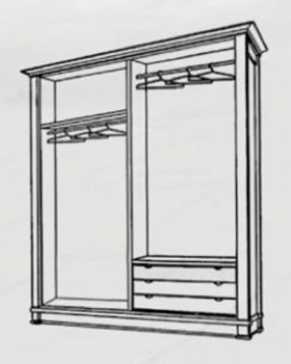 Casa Padrino armario de dormitorio barroco de lujo blanco / plata - Armario de madera maciza con 2 puertas correderas - Muebles de dormitorio - Muebles barrocos - Calidad de lujo - Hecho en Italia