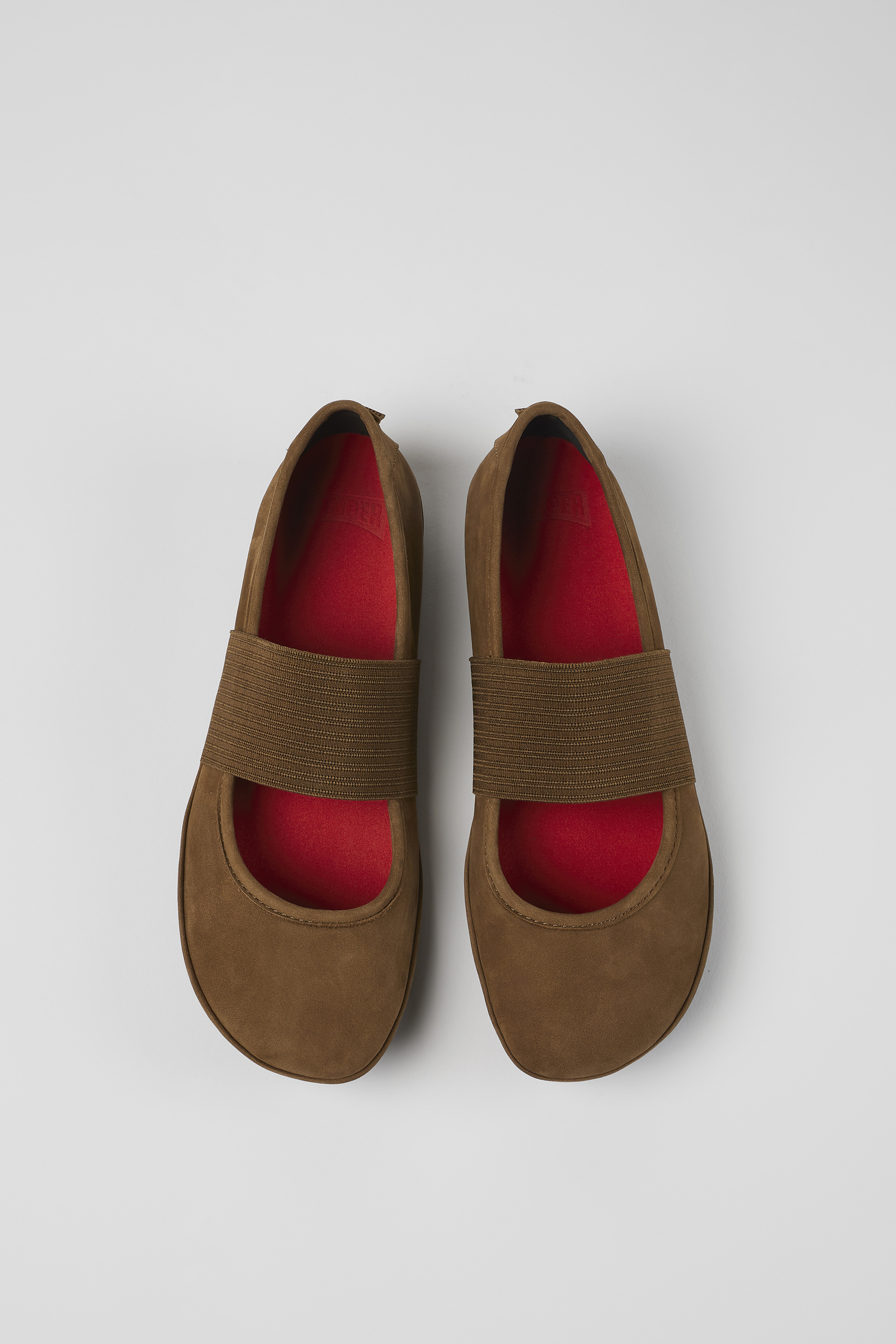 Right - Brown nubuck ballerinas for women