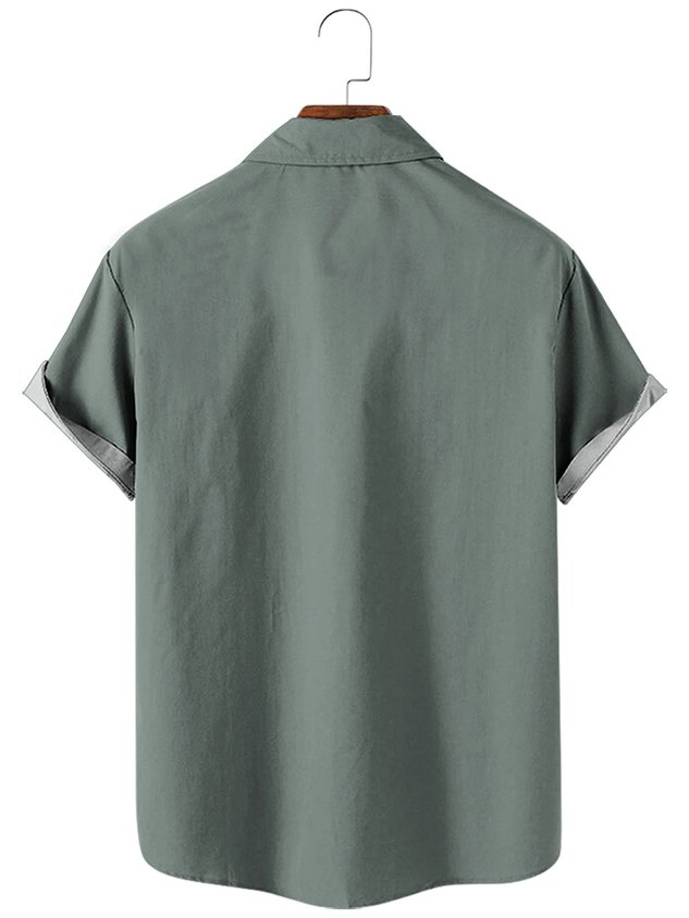 Mens Beach Print Casual Breathable Hawaiian Short Sleeve Shirt