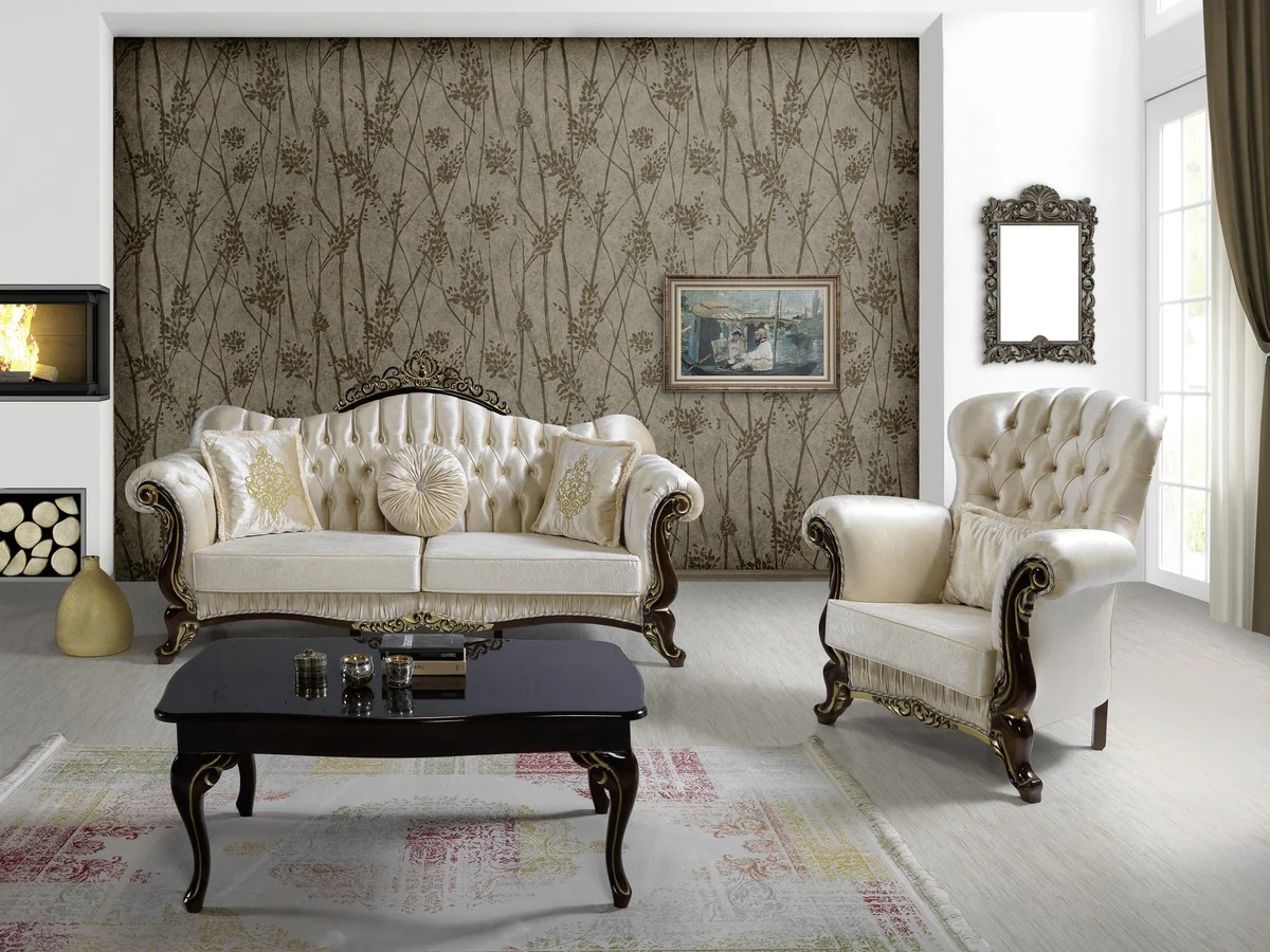 Casa Padrino mesa de centro barroco negro / oro 105 x 74 x A. 50 cm - Mesa de sal¨®n de estilo barroco - Muebles de sal¨®n barrocos