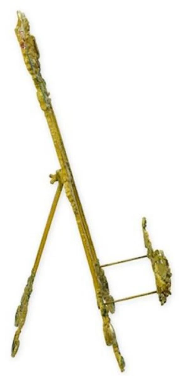 Casa Padrino caballete Art Nouveau verde / multicolor A. 59 cm - Caballete nostálgico de hierro fundido con soporte plegable - Accesorios Decorativos Barrocos y Art Nouveau