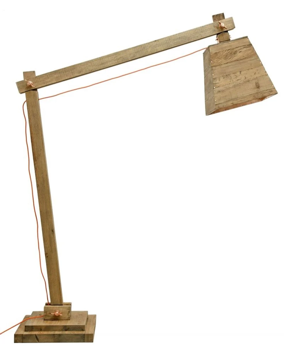 Casa Padrino lámpara de pie de madera de pino colores naturales 190 x 52 x H. 220 cm - Lámpara de Pie de Lujo con Cable Naranja