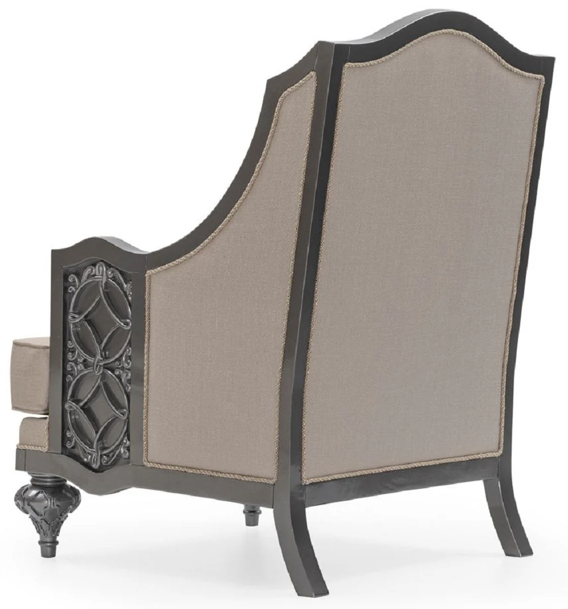 Casa Padrino sill¨®n de sal¨®n barroco de lujo beige / gris - Sill¨®n de estilo barroco hecho a mano con coj¨ªn decorativo - Muebles de sal¨®n de lujo en estilo barroco