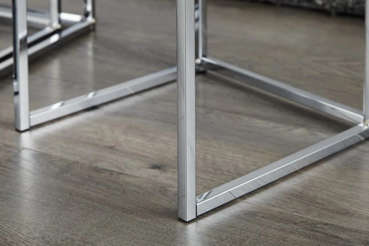 Casa Padrino set of 3 tables White / Chrome - sidet able set (3 pieces)