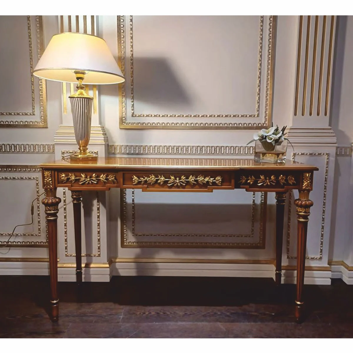 Casa Padrino consola barroco de lujo de madera maciza marr¨®n / oro 130 cm - Muebles barrocos - Hecho en Italia