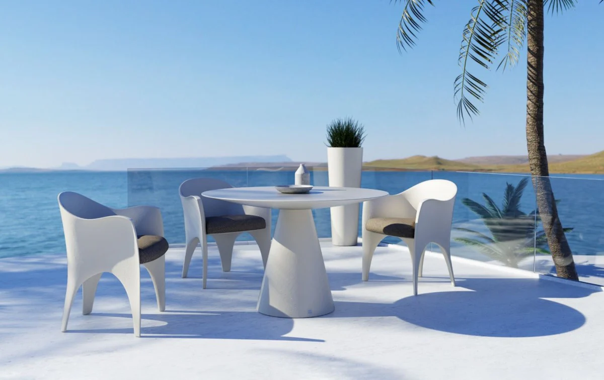 Casa Padrino mesa de comedor de jard¨ªn de lujo blanco mate ? 150 x A. 75 cm