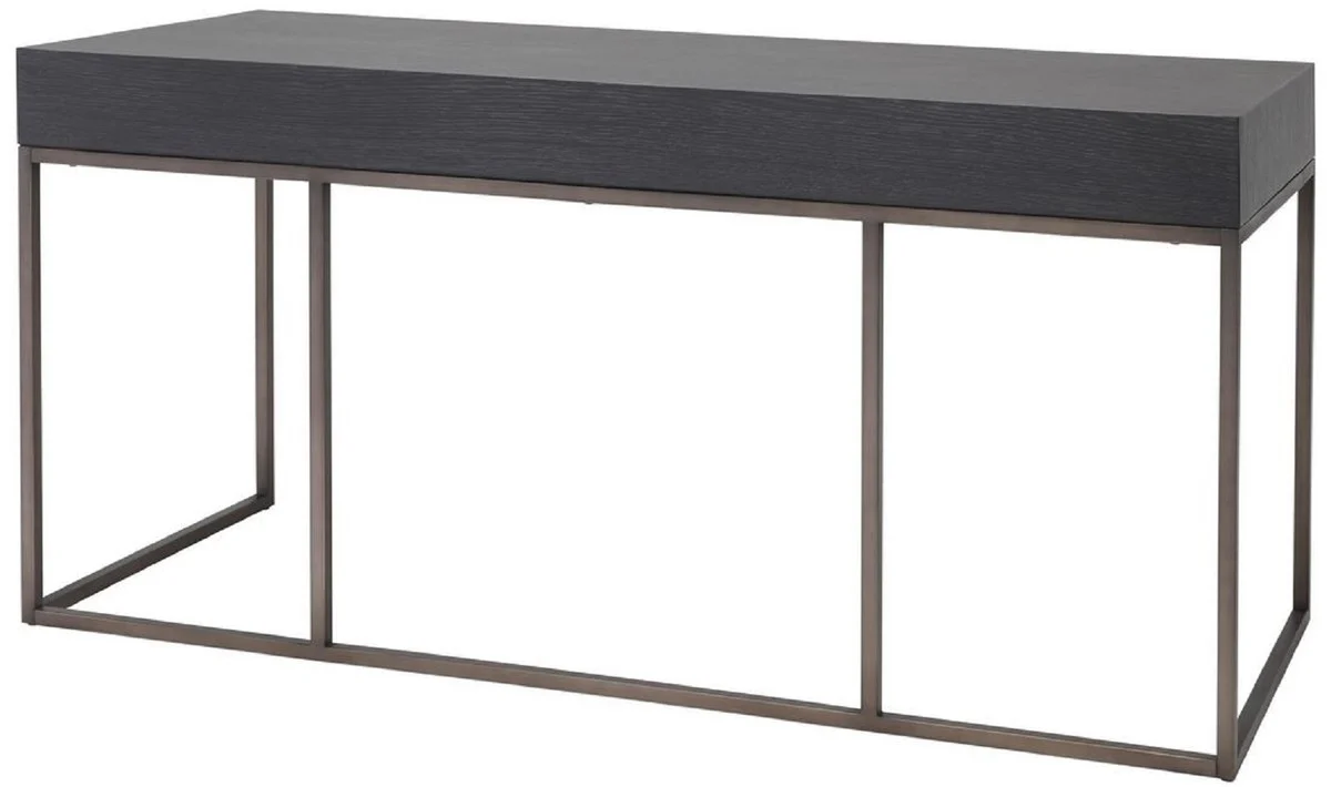 Casa Padrino escritorio de lujo con 3 cajones gris antracita / bronce 150 x 60 x A. 75 cm - Mesa de Oficina - Mesa de Computadora - Muebles de Oficina de Lujo