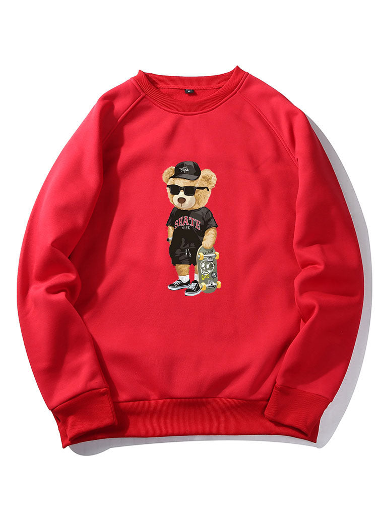 Skate Bear Print Raglan Sleeves Sweatshirt
