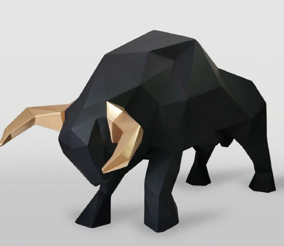 Casa Padrino escultura decorativa XXL toro oro / negro 220 cm - Figura decorativa de jard¨ªn abstracta de tama?o natural