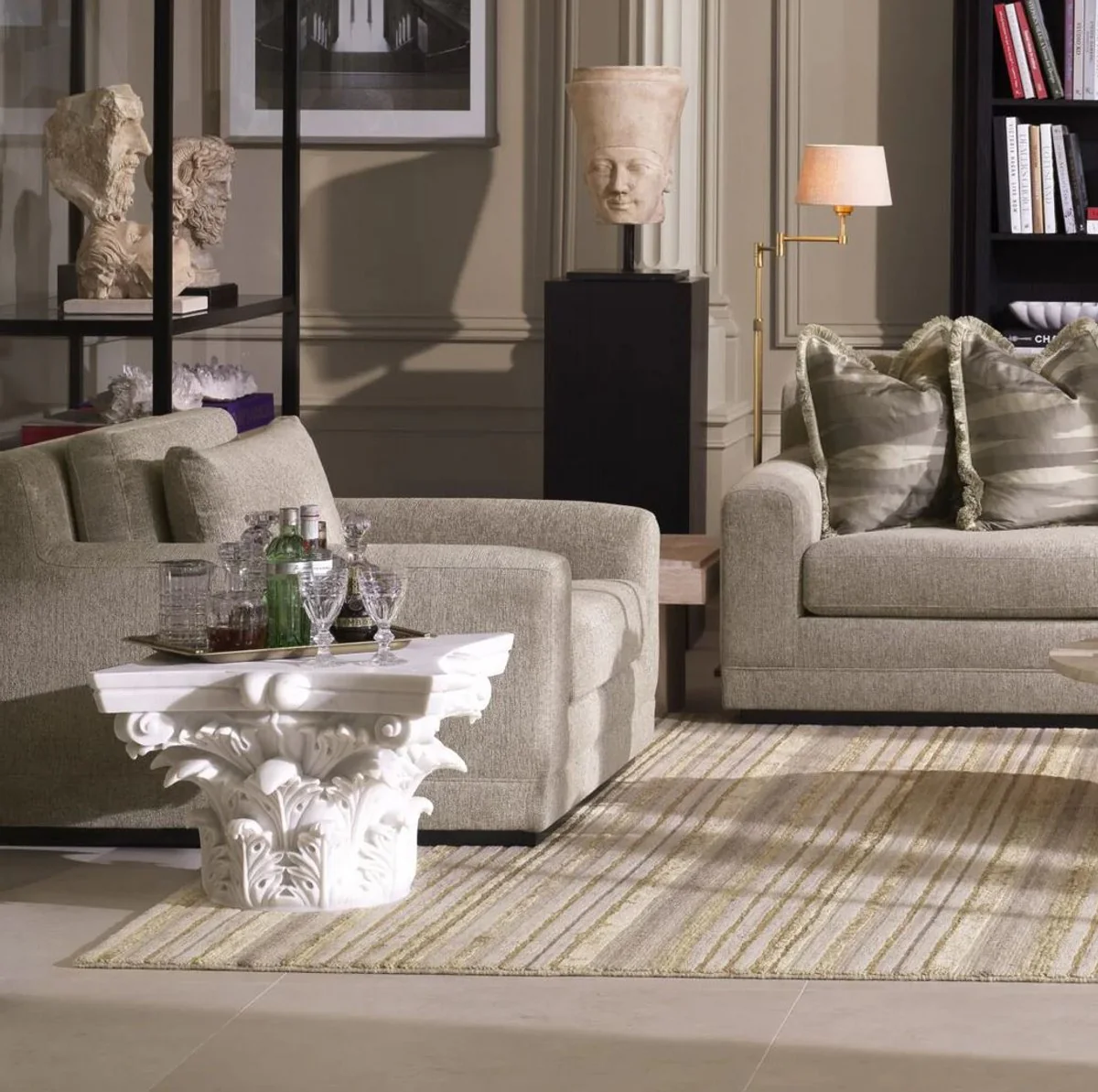 Casa Padrino mesa de centro de m¨¢rmol barroco de lujo blanco - Mesa de sal¨®n de m¨¢rmol de estilo barroco hecha a mano - Magn¨ªficos muebles de sal¨®n de m¨¢rmol barroco de lujo