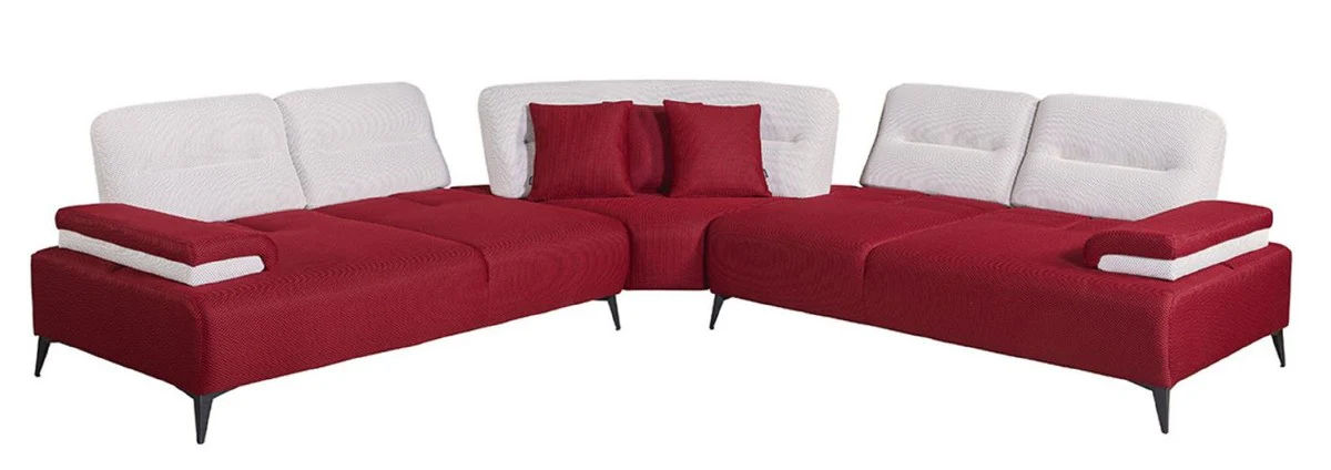 Casa Padrino sof¨¢ esquinero de lujo rojo burdeos / blanco / gris 310 x 310 cm - Sof¨¢ de sal¨®n
