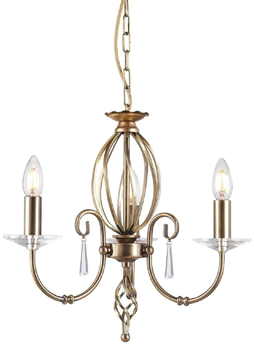 Casa Padrino araña de luces barroco latón antiguo Ø 38 x A. 42 cm - Lámpara de araña de salón elegante - Araña de luces de estilo barroco