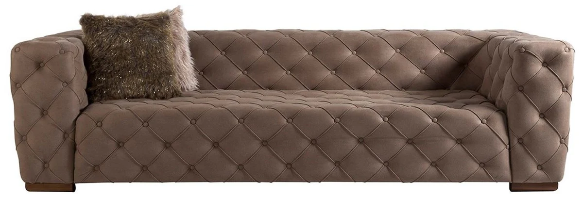 Casa Padrino sof¨¢ de 3 plazas Chesterfield de lujo gris / marr¨®n 240 x 95 x A. 81 cm - Sof¨¢ de Sal¨®n Chesterfield - Muebles de Sal¨®n Chesterfield - Collection de Lujo