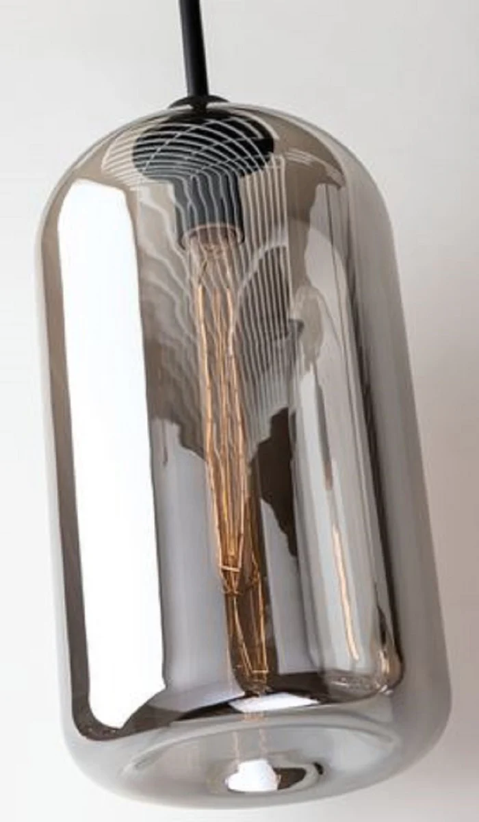 Casa Padrino lámpara colgante de lujo negro Ø 25,4 x H. 52,7 cm - Lámpara Colgante con Pantalla de Vidrio Redonda