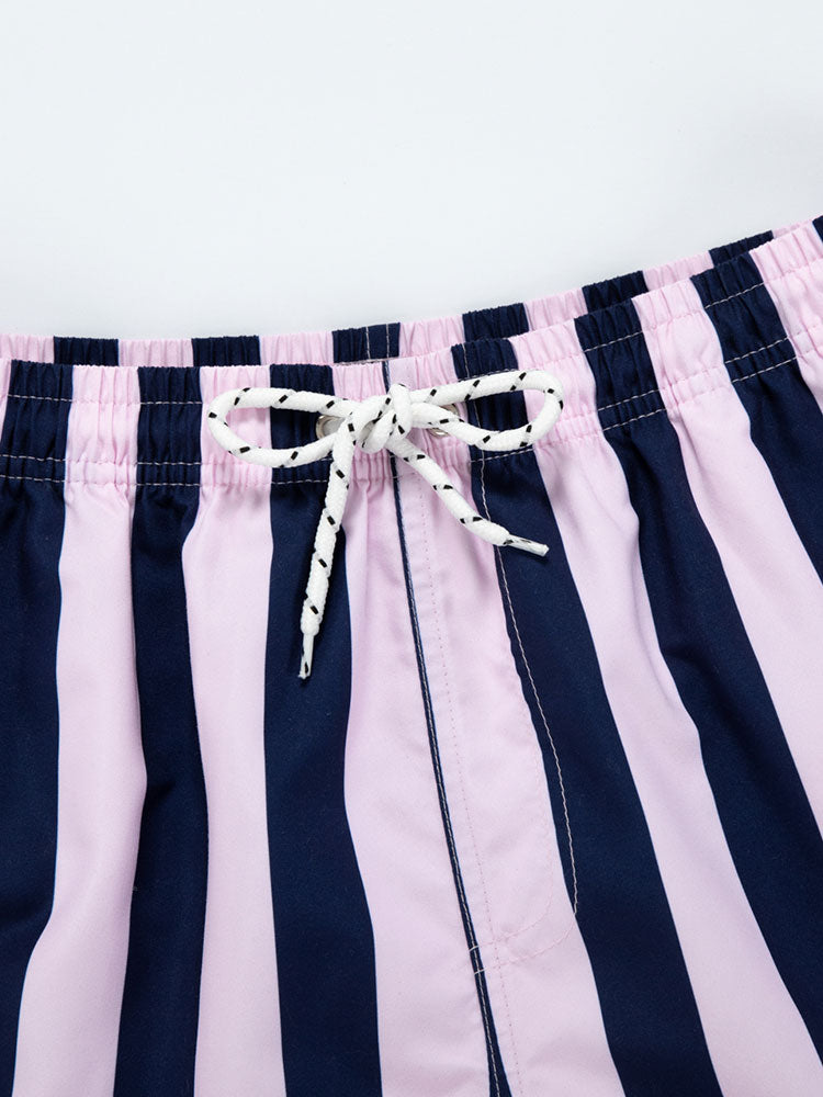 Man Striped Print Swim Shorts